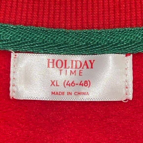 Holiday Time Light Up Belt Buckle Santa Suit Ugly Christmas Sweatshirt Sz XL - Picture 3 of 4